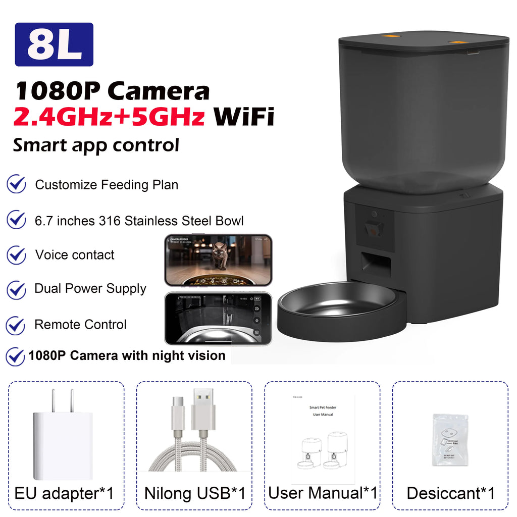 OmniFeed 8L/34 Cups Automatic Feeder With 1080p Camera