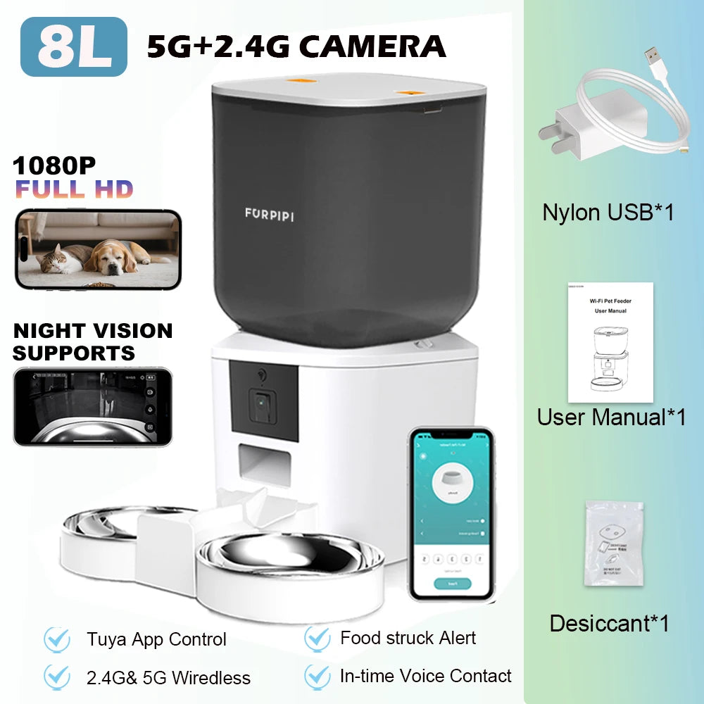 Omnifeed 8l/34 cups Automatic feeder with 1080p Camera